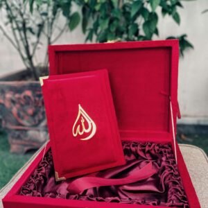 Fancy Quran e Pak-( Velvet With Wooden Rehl Box )