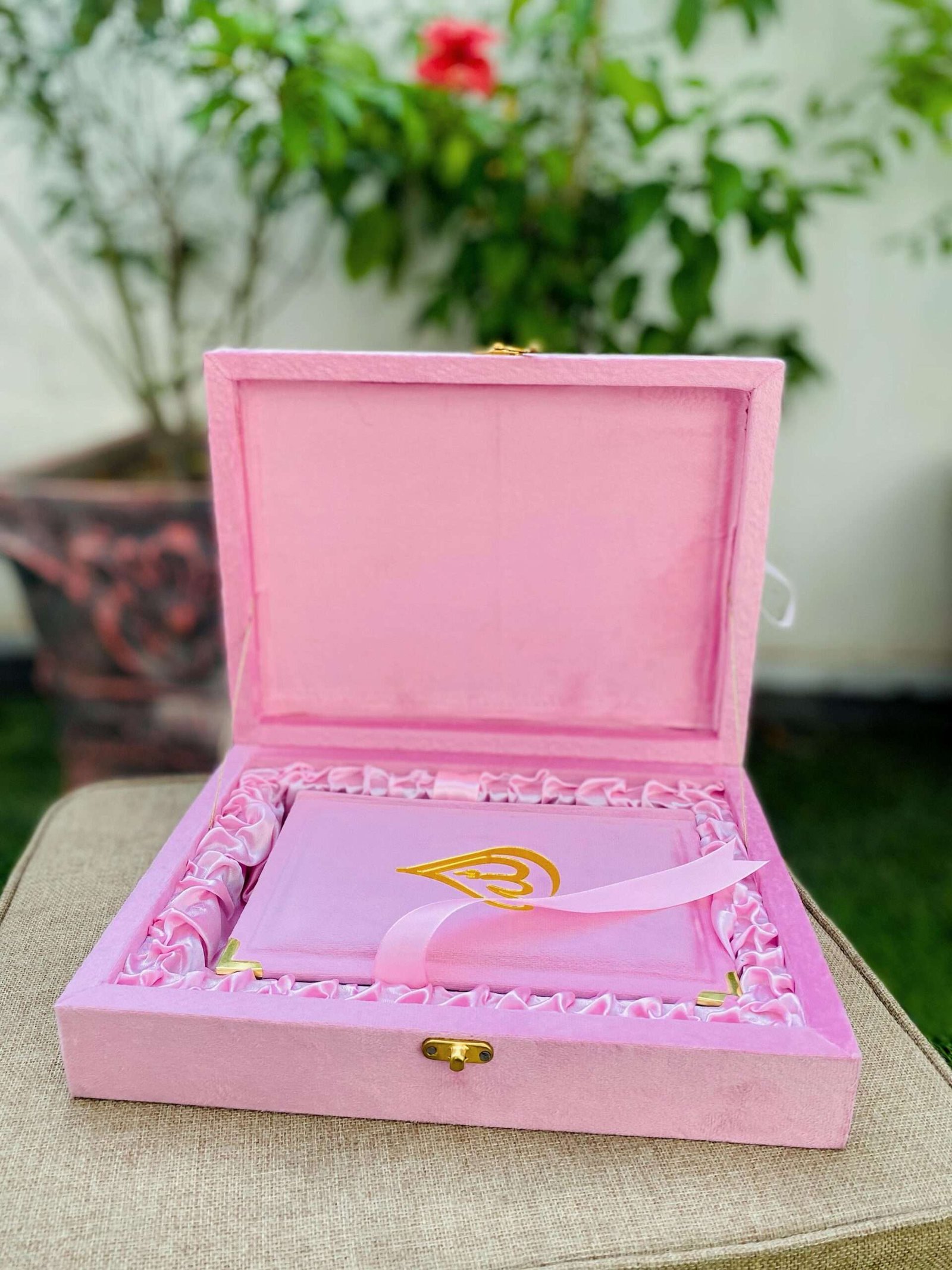 Fancy Quran e Pak-( Velvet With Wooden Rehl Box )