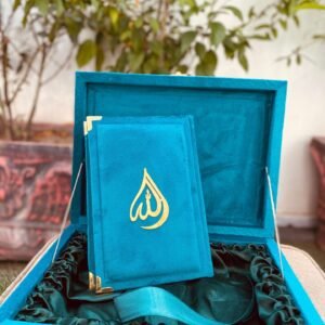Fancy Quran e Pak-( Velvet With Wooden Rehl Box )