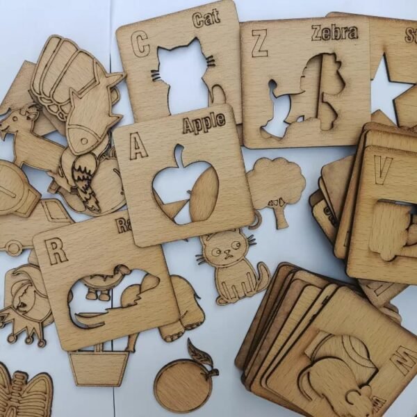 A for Apple A to Z Alphabets Drawing Stencils and Puzzles