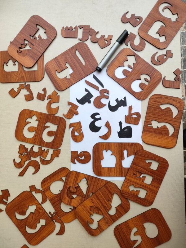 Urdu alphabets wood Stencils and puzzles